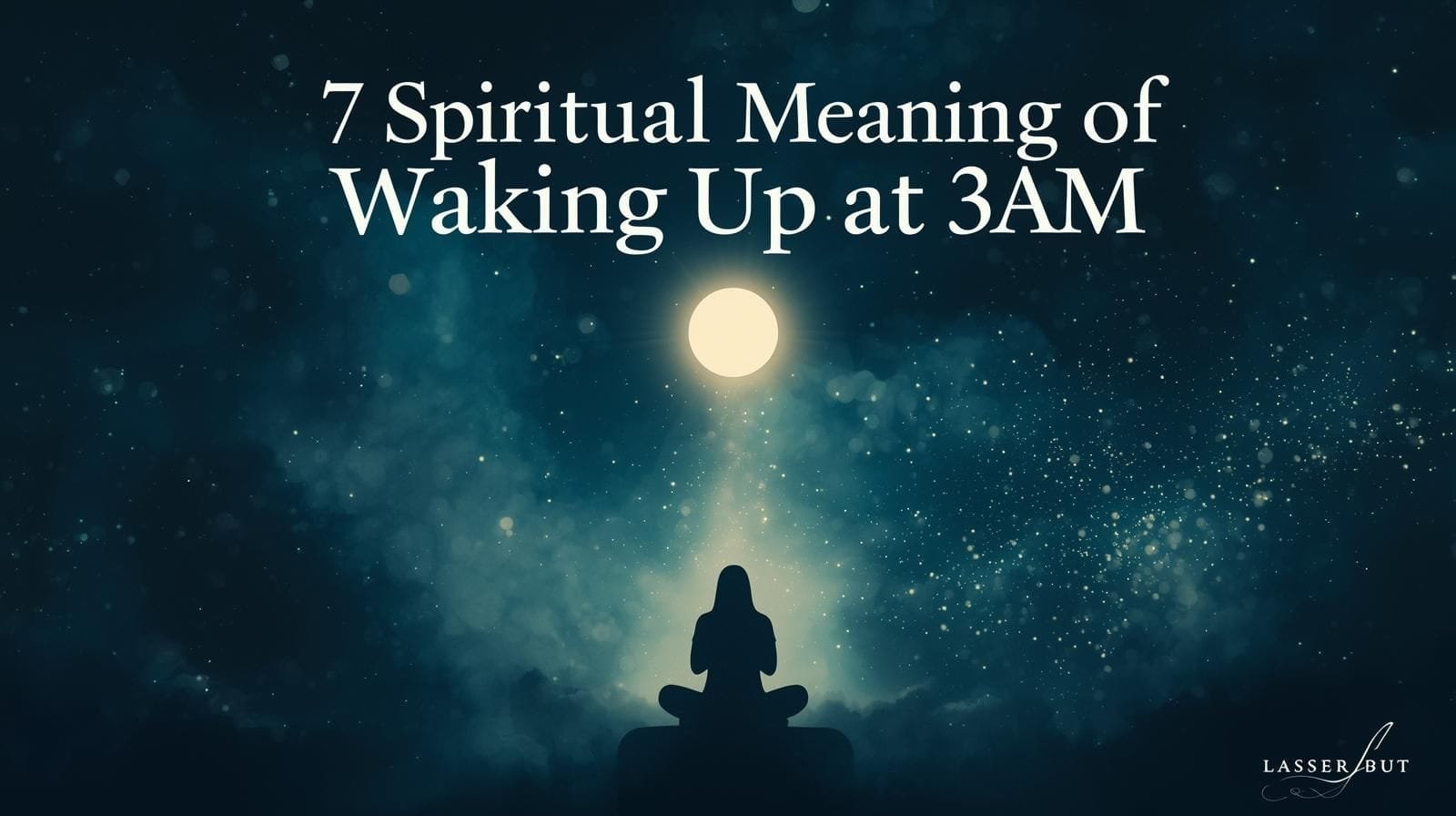 “7 spiritual meanings of waking up at 3AM — night sky with moonlight, divine awakening, prayer at 3AM benefits, biblical meaning of waking up at 3AM, guardian angel connection, spiritual warfare, energy imbalance, and God’s love at 3AM.”