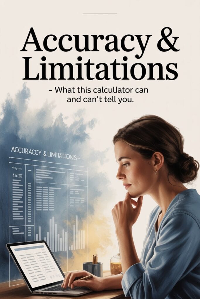 Female Delusion Calculator: Calculate Your Realistic Dating Odds 4 “Female Delusion Calculator accuracy and limitations — realistic visual of woman reflecting on data with spiritual calm and gentle light.”